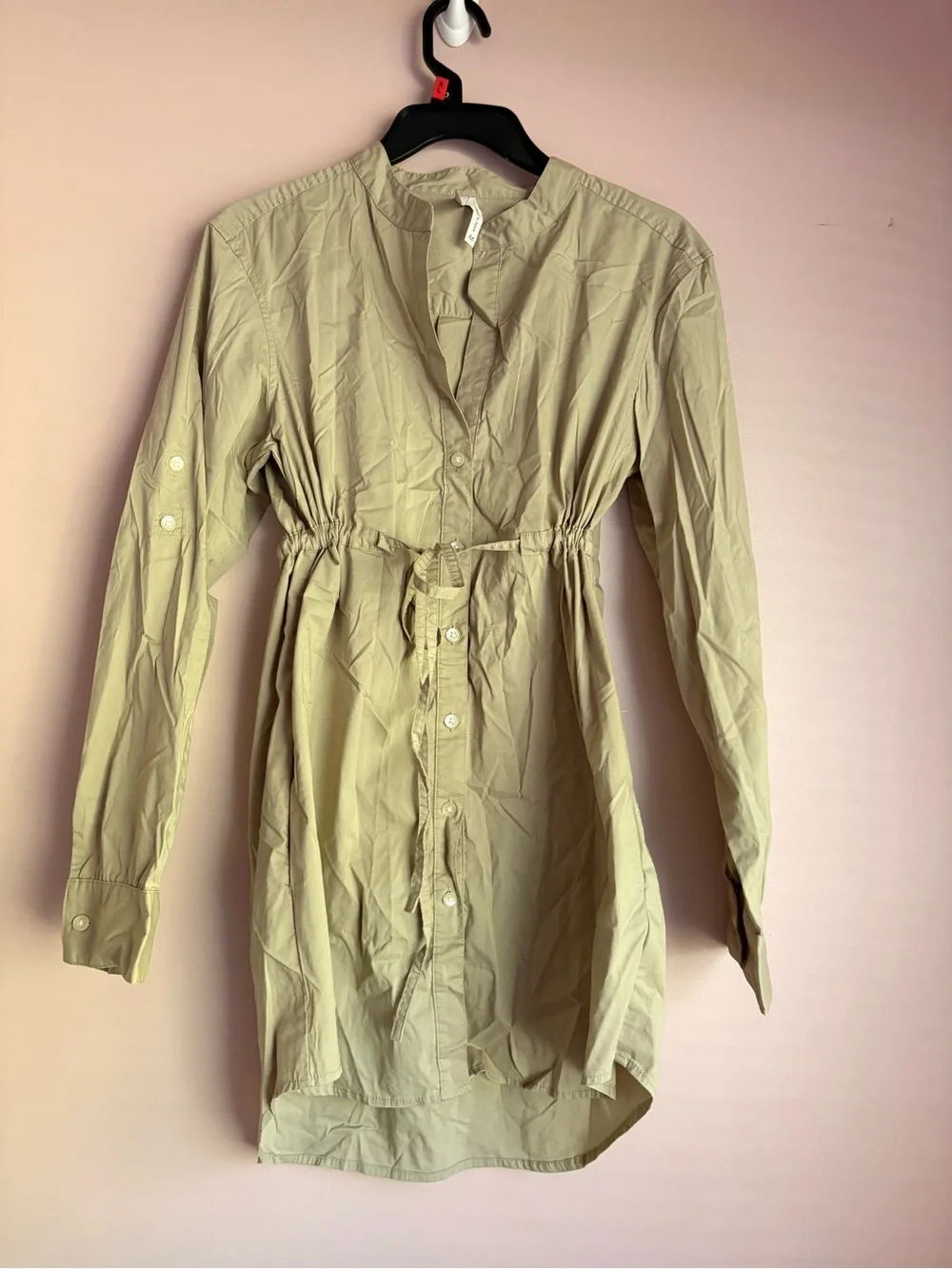 💙Old Navy Light Olive Green Button-Front Shirt Dress